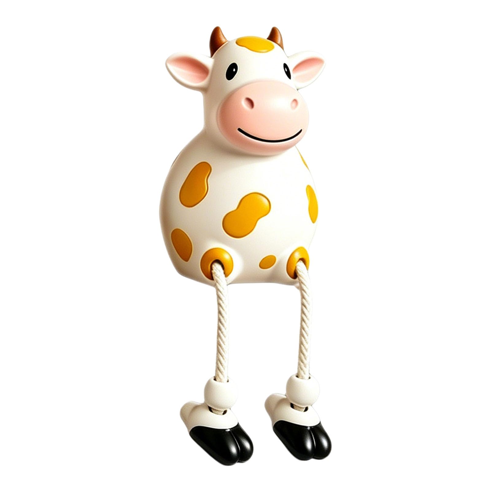 Tabletop Cow Decor Resin Dangling Leg Figurine with Rope Legs and Rounded Glossy Finish for Shelf and Fence Display Cows Shelf Sitter Figurines Cows Statue Cow Sitter Dangling Leg Figurine Resin Fence