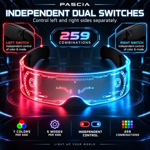 Image of HIFEER Visor Glasses with 7 Colors & 5 Lighting Modes