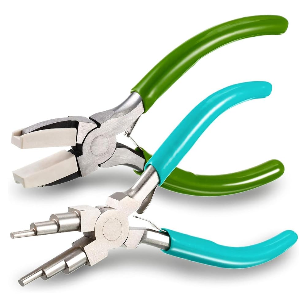 Vjsujehgy 2 Pieces Jewelry Making Tool 6 in 1 Jewelry Pliers Wire Bending Pliers for Jewelry Making Beading Wire DIY Crafts