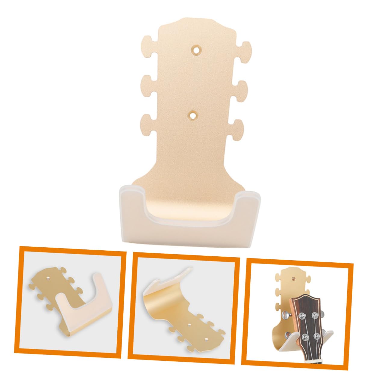 Gancio da Parete per Chitarra in Metallo Oro, Supporto Singolo | Rivestimento in Silicone, Installazione Semplice senza Forare, Stabilità Potenziata e Portata Rinforzata