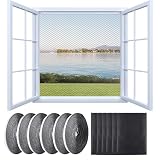 6 Stück Fliegengitter Fenster, 130x150cm Selbstklebend Insektenschutz Fenster, Fliegennetz Fen ster, Schneidbar Insektenschutz Moskitonetz, Schützen die Familie vor Insekten (Schwarz)