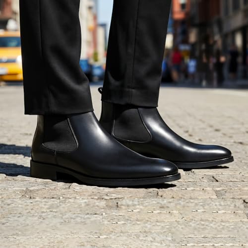 Image of GIFENNSE Mens Chelsea Boots Leather Dress Boots for Men