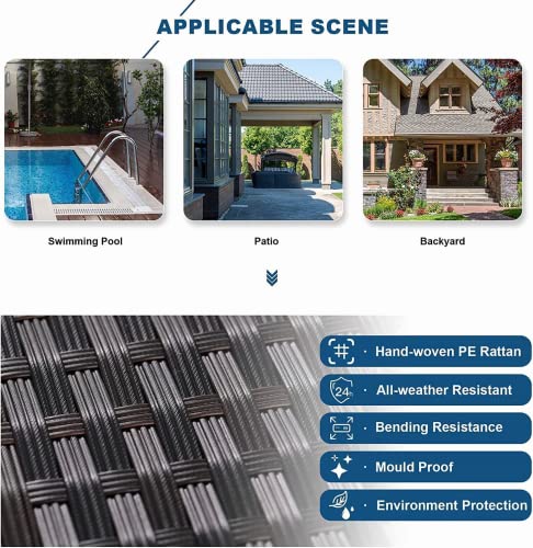 Kullavik 13 Pieces Outdoor Patio Furniture Set With 43" 55000Btu Gas Propane Fire Pit Table Pe Wicker Rattan Sectional Sofa Patio Conversation Sets,Navy Blue #TOP7