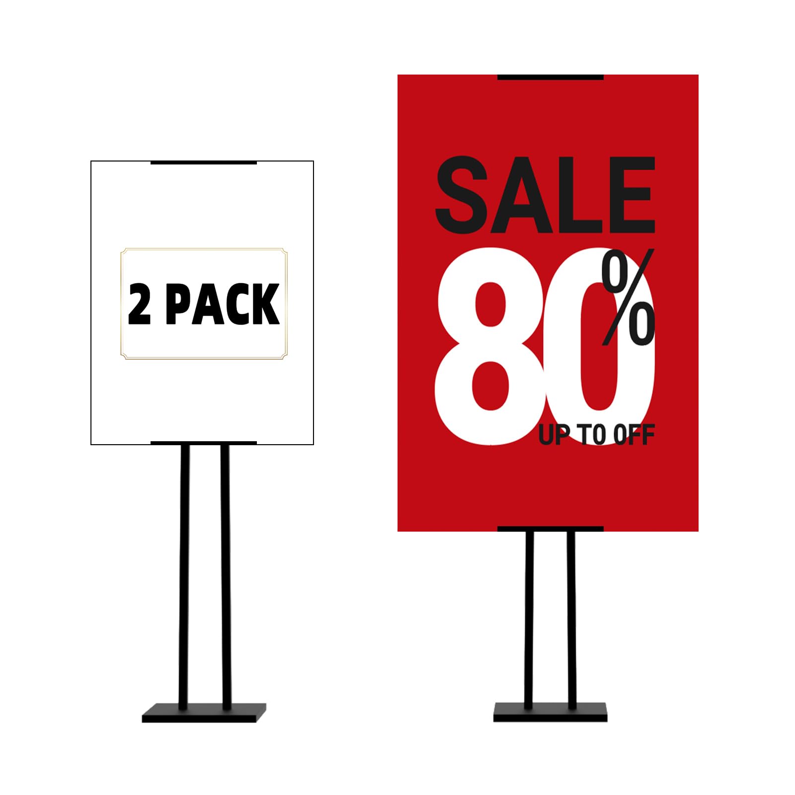 Sign Stand, Poster Stand, Adjustable Floor Standing Sign Holder, Suitable for Signs Up to 42 Inches, Ideal for Weddings, Restaurants, or Businesses(2 PACK)