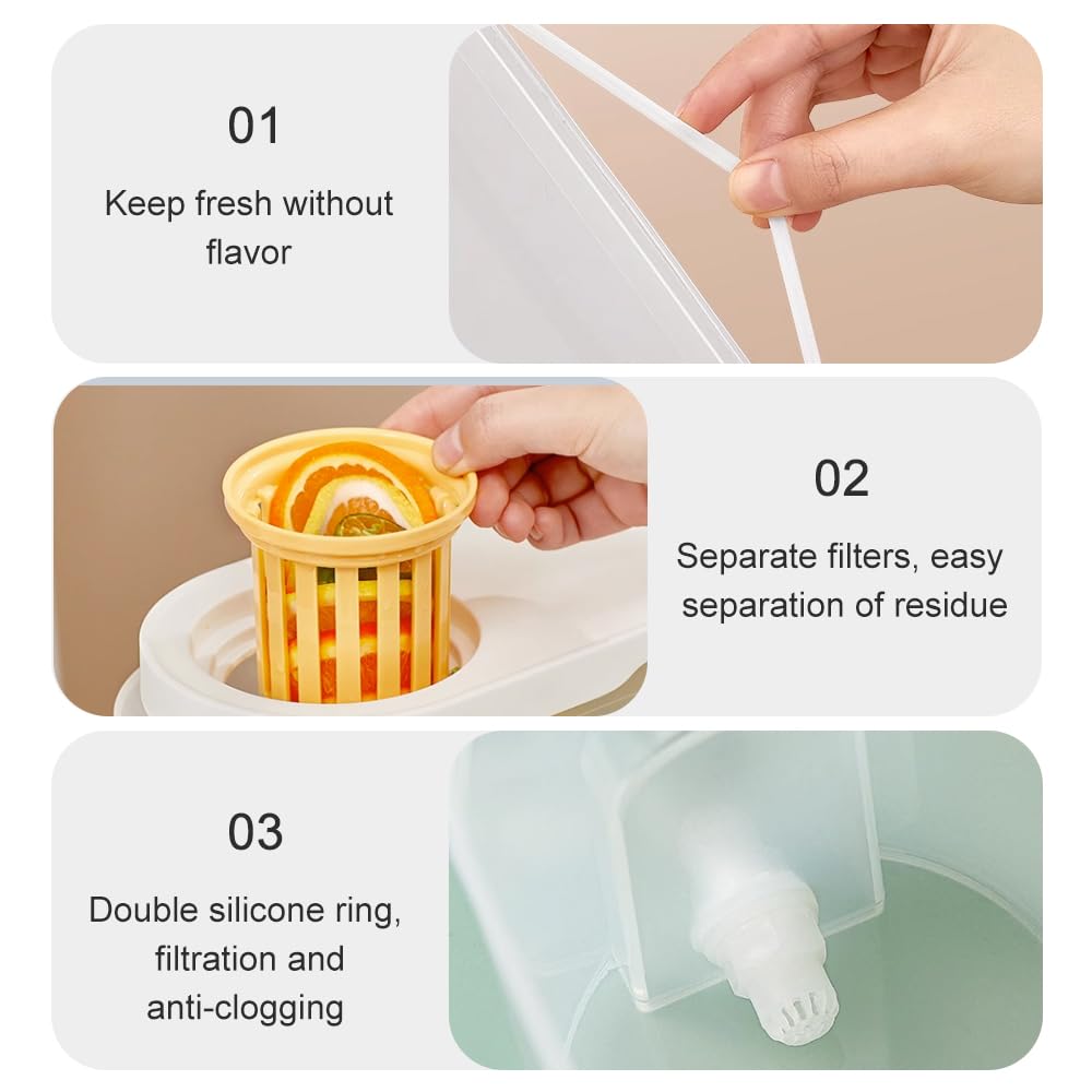 VANDHOME Drink Dispenser with Spigot Plastic Beverage for Parties Lemonade Pitcher with Filter Juice Cold Water Tea Coffe Container for Fridge Iced Beverage Dispensers Set of 2