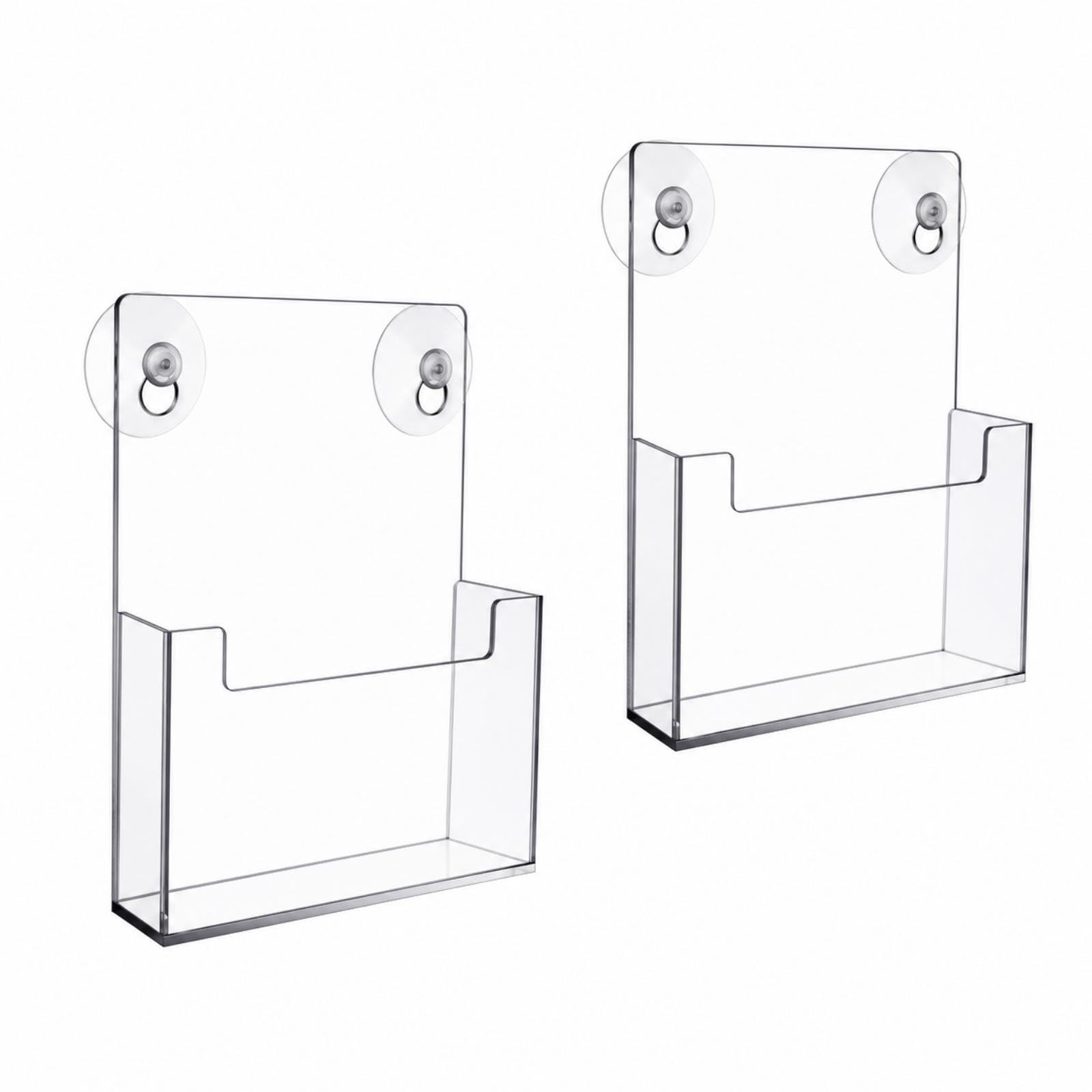 Thyle 2 Pcs Acrylic Brochure Holder with Suction Cups for Wall, 9 x 6 Inch