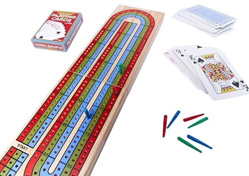 Family Classics Cribbage tablero de madera sólido con compartimento miniatura 3