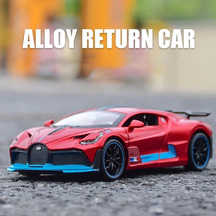 Image of Metal Pull Back Diecast Car 1:32 Bugatti DIVO Pull Back Car Model with Sound Light Boys Gifts Toys for Kids【Pack of 1】,multicolor