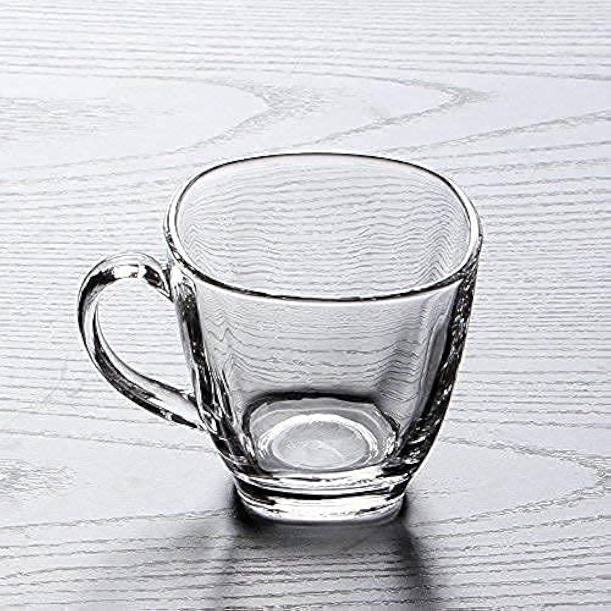 Transparent Oval Shape Square Crystal Clear Toughened Glass Tea Cup Set