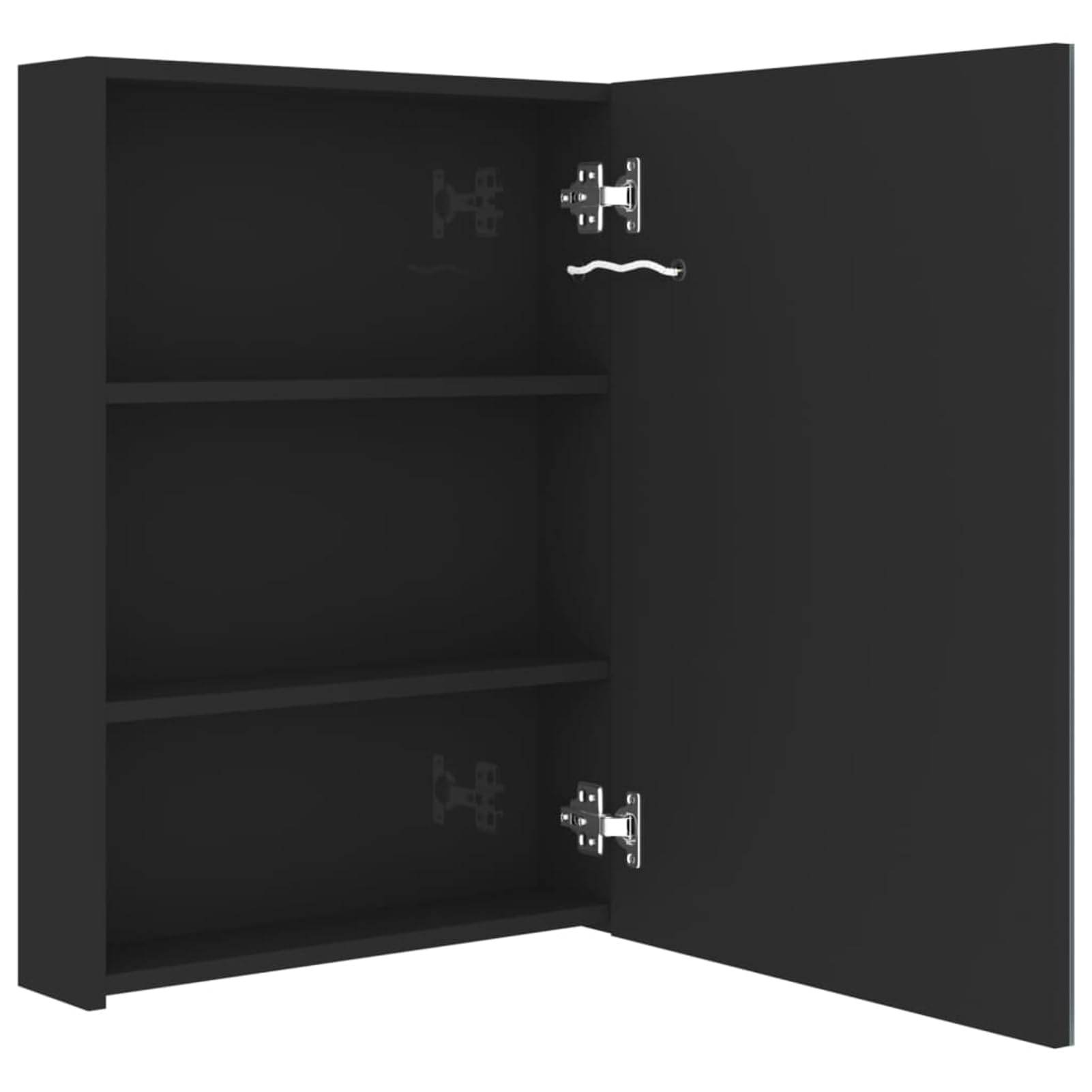 ATOMSTACK MAKER Spiegelschrank Badezimmer, 50x13x70 cm, glänzend schwarz mit 3 Regalen, sanften Pufferscharnieren & USB-Anschluss – modern, energieeffizient, für Make-up & Rasur