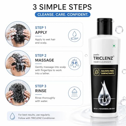 Image of TRI-CLENZ Hair Cleanser, Sulfate-Free, with Niacinamide & Caffeine, for Dry, Damaged & Frizzy Hair, 250 ml FVBDFVE