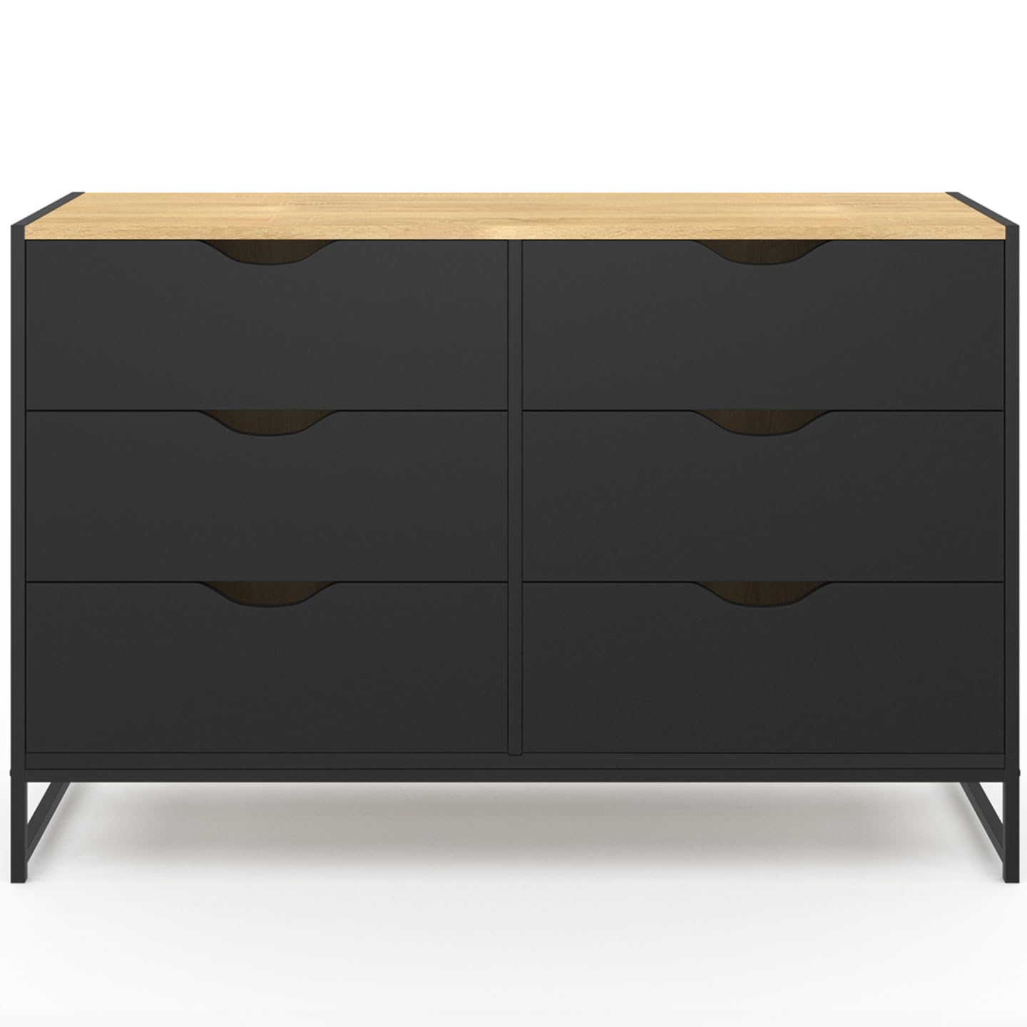 IDMarket - Commode 6 tiroirs Noirs Boston 115 cm Design Industriel