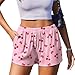 Ekouaer Womens Pajama Short Sleep Short 2026 Fashion Summer Y2k Casual Lounge Short Cute Micro Mini Pj Bottoms with Pockets Pink Cherry Large