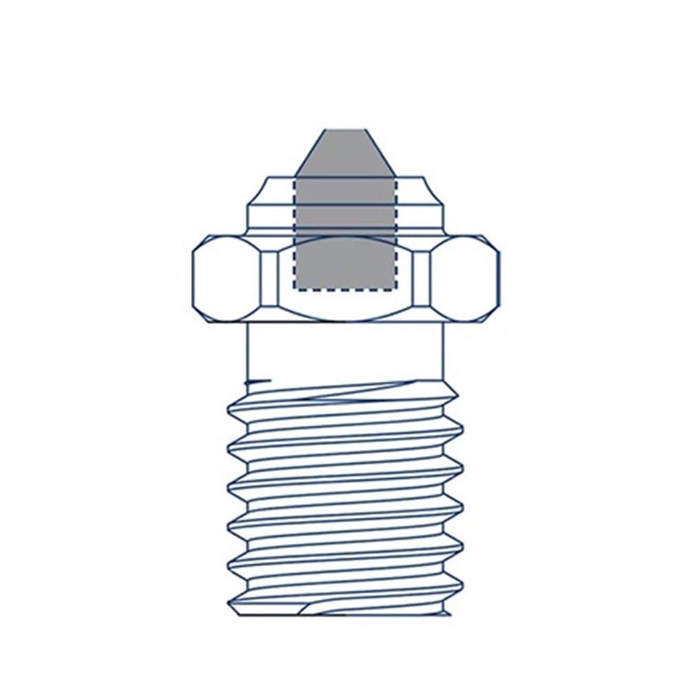 Set di 5 ugelli bimetallici ad alto flusso da 0,4/0,6/0,8 mm for stampanti 3D - I3 Mega/I3 Me.ga S/I3 Me.ga X/I3 Me.ga X Pro/Chir0n(0.6mm)