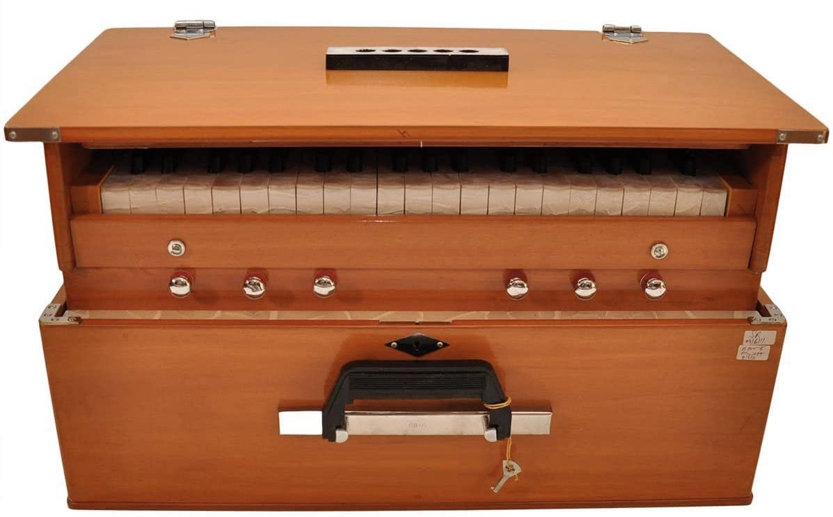 Harmonium 432 Hz Bhajan Kirtan Yoga 3¼ ottave - lucidatura classica naturale - portatile, pieghevole, 6 tappi