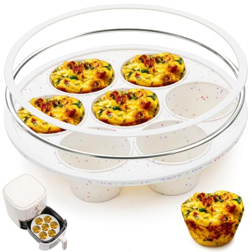 Vinino Silicone Air Fryer Muffin Pan with Reinforced Frame Egg Bite Mold