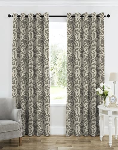 Image of Casableu Anthem Kelso Cotton Look Door Curtains Pack of 2-9 Feet Long Door, Printed Design, Room Darkening Curtains with Tiebacks, Eyelet Style for Bedroom & Living Room Decor (Zorba 9 feet)