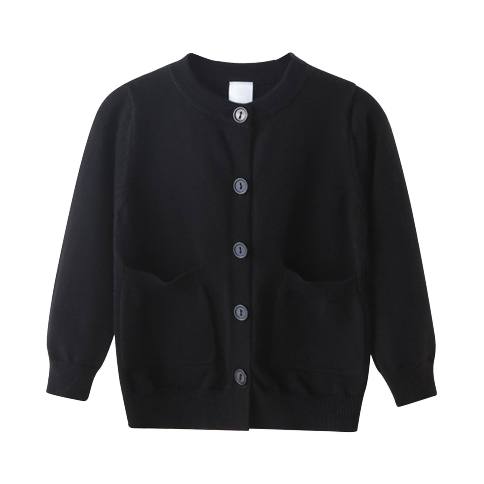 Cardigan da bambina con tasche, girocollo, cardigan per studenti elementari