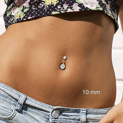 Belly Button Rings 10mm Sterling Silver Belly Rings Curved Barbell Piercing Navel Rings for Women Men3