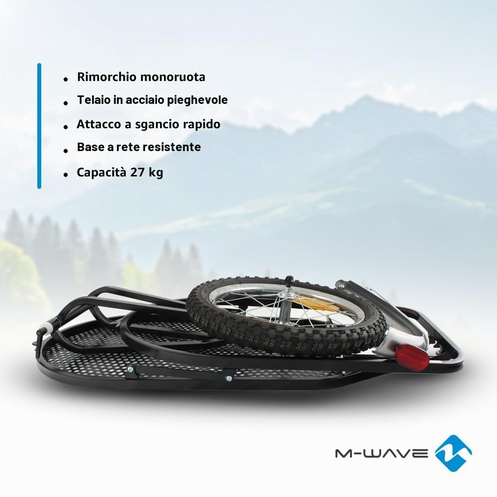 M-Wave Stalwart Single 40 Rimorchio per bicicletta, Rimorchio per bicicletta, Rimorchio per carico 35 kg.