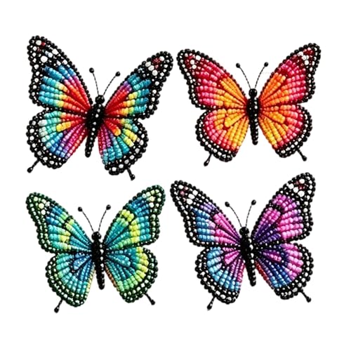 Kit broderie diamant 3D papillon : lot de 4 canevas animaux DIY pour débutants