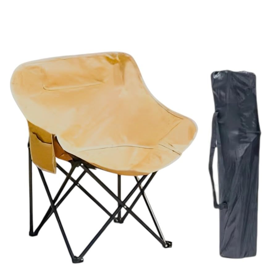 Image of Garden Art Camping GAFCK1491-2 Folding Chair with Carry Bag | Lightweight Portable Outdoor Chair | Garden Picnic Travel Seating (Beige, Oversized)