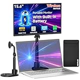 Wireless Portable Monitor Battery-Powered, Support AirPlay Miracast, 15.6' 1080P Monitor USB-C HDMI External Display w/Stand Bag, 2nd Screen for Laptop MacBook PC Phone Tablet, Built-in Battery(4- 5H)
