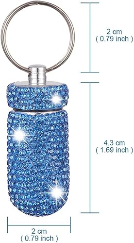Contenedor de píldoras portátil con forma de llavero para medicamentos, tamaño mini, impermeable y ligero, para acampar al aire libre, viajes (color