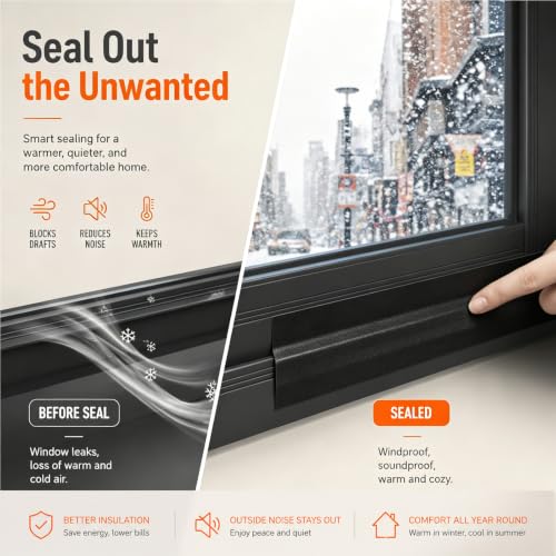 Image of ZOMPAGO Weather Stripping Tape Door Window Seal Black Tape,2.4in x 33 FT