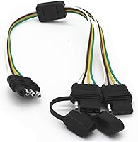 Posris 4-Way 4-Pin Y-Splitter Harness for Tailgate Light Bars & Trailer Lights - Plug & Play Waterproof Adapter