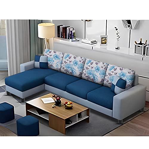 Image of Orland 6 Seater LHS L Shape Sofa Set for Living Room | Color - Blue Grey