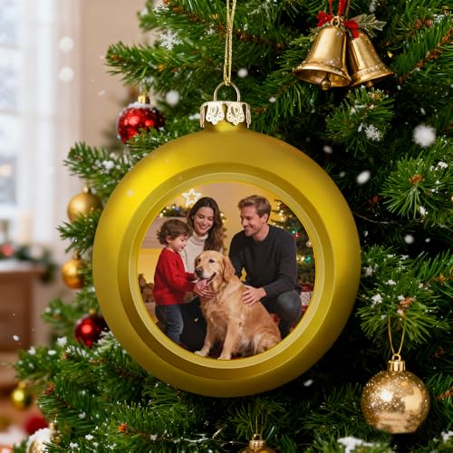 Pallina di Natale Personalizzata 2025 con Testo Fotografico, Palla Fotografica Personalizzata con Stampa Sferica, Ornamento Natalizio per Albero di Natale, Decorazioni per Famiglia, Amici, Animali