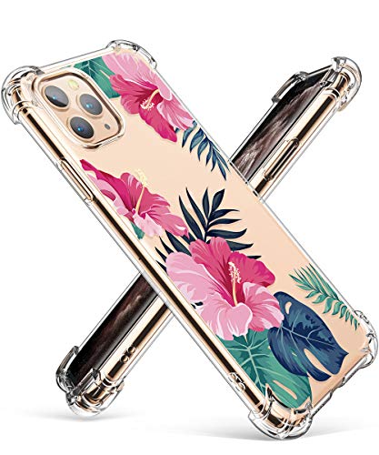 GVIEWIN iPhone 11 Pro Max Case, Clear Flower Design Soft & Flexible TPU