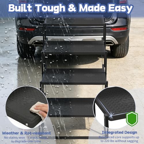 Dog Steps for Car, Truck, SUV, Dog Stairs for Car with Upgraded Non-Slip Surface, Foldable Dog Ramp for Car, Pet Stairs for Large Dogs, 4 Steps - Thumbnail 4
