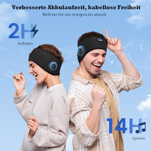 MUSICOZY Schlafkopfhörer Bluetooth, Schlaf Kopfhörer Seitenschläfer Kabellos Sport Kopfhörer Stirnband 14+STD für Yoga/Training/Reisen/Schlaflosigkeit,Tech Gadgets für Männer/Frauen