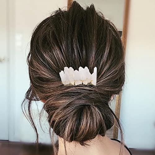 Simsly Quartz Crystal Hair Comb Raw Quartz Hair Piece Natural Stone Wedding Hair Accessories for Women and Girls (Transparent)