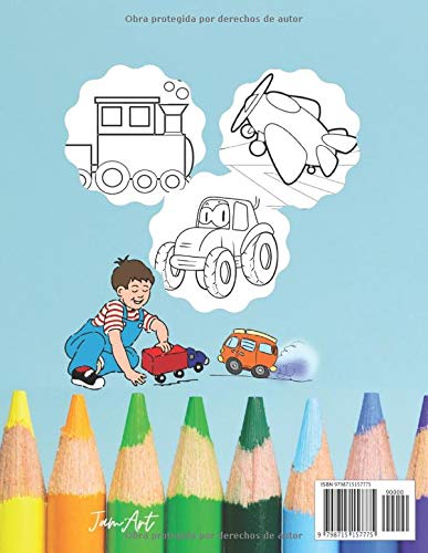 Vista 2 de Libro de colorear vehículos animados para niños Un cuaderno de diferentes ilustraciones de colorear y pintar para niños y niñas de 3 a 10 años