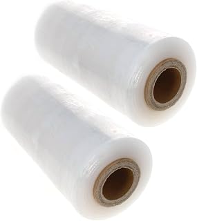 Pre Stretched, Clear Hand Stretch Wrap 15cm/5.91" x 200m/656.16ft 2 Rolls Clear Plastic Pallet Shrink Film Moving Supplies Stretch Wrap