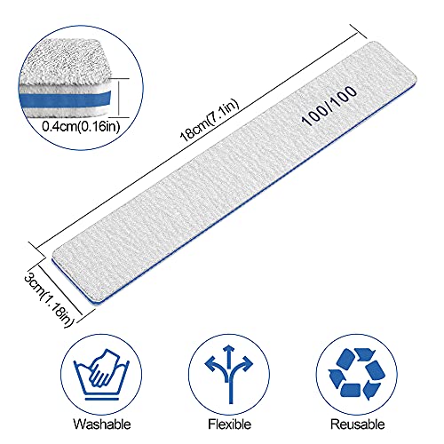 Nail Files-Nail File for Acrylic Nails 100/100 Grit, 12 PCS Nail Files Emery Boards for Acrylic Nails, Washable Thick Professional Manicure Tools for Nail Tech