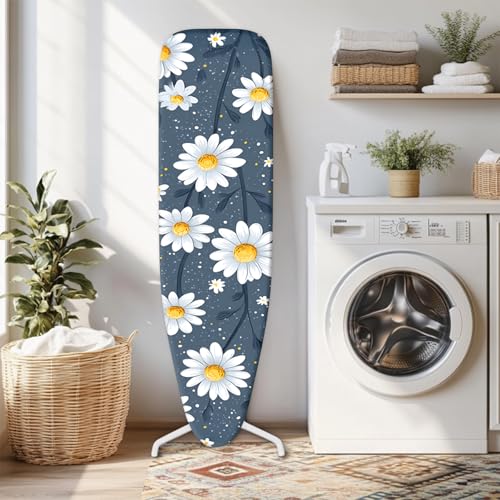 Image of Ironing Board Cover 15x54 Inch- Standard Cotton Cover with Strong Elastic Edge & Stain Resistant Surface (Daisy, 15 inch x 54 inch)