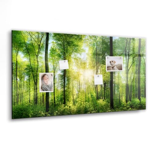 Tableau magnétique en verre pour notes et planification murale 120x60cm motif nature