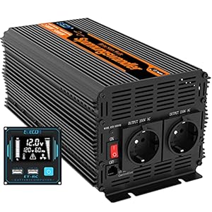 EDECOA 3000W Auto Omvormer 12V naar 230V 6000W Piek Camper Spanningsomvormer 12V 220V Gewijzigde Sinus Nieuwe Afstandsbediening met LCD Scherm en 2 USB