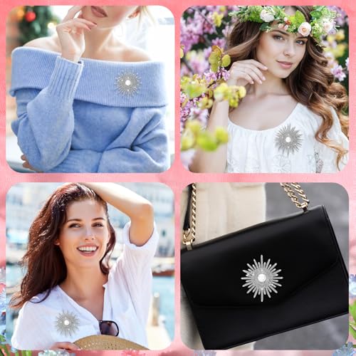 Image of Sunflower Pearl Brooch Pins for Women, Elegant Sunflower Rhinestone Brooches, Sunflowers Brooch Pins for Women, Pearl Broochs for Wedding, Shawls, Parties, Proms, Valentine's Day