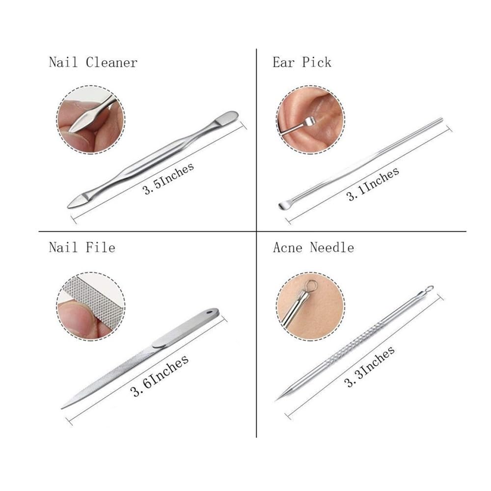 Kit per manicure e pedicure in acciaio inossidabile da 12 pezzi, set professionale di tagliaunghie per viaggi e cura domestica di piedi, tagliaunghie per unghie dei piedi, tagliaunghie per unghie