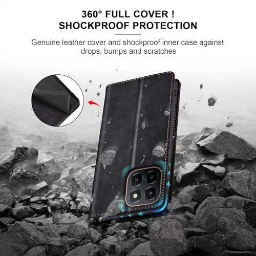 Image of Jasonyu Case for Honor X6c Leather Wallet Flip Cover with Card Holder,Kickstand, Magnetic Closure,TPU Shockproof Phone Case (Black)
