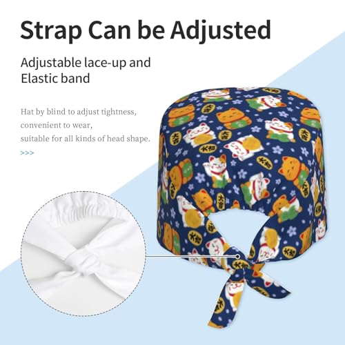 Image of Working Cap Scrub Cap with Sweatband Adjustable Unisex Tie Back Hat for Cleaning Farm Nursing