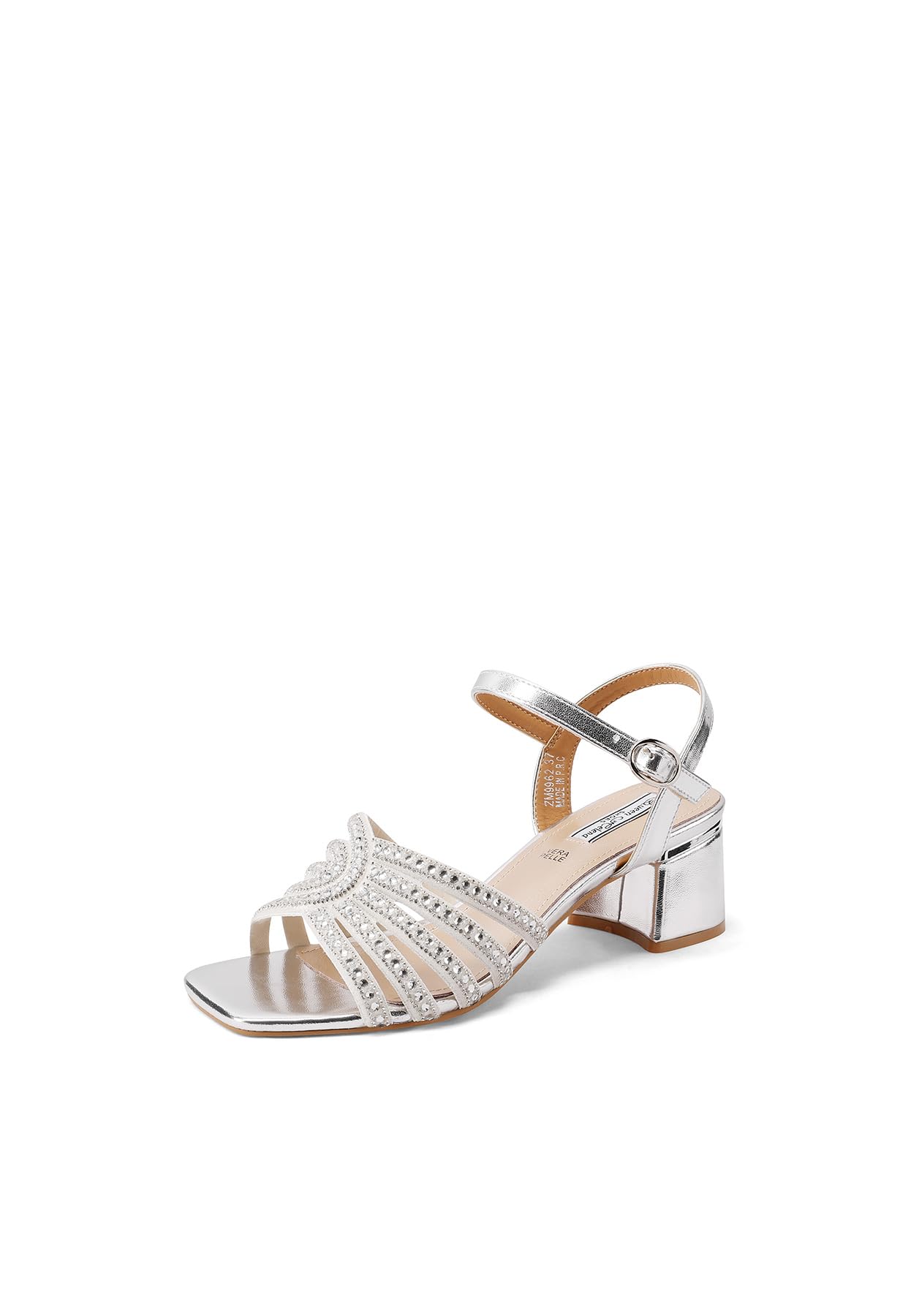 QUEEN HELENA Sandali Eleganti con Strass con Tacco Basso Donna ZM9962