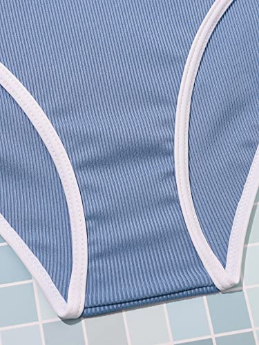SOLY HUX Girl's Ribbed Knit Contrast Binding Bikini Bathing Suit 2 Piece Swimsuits4