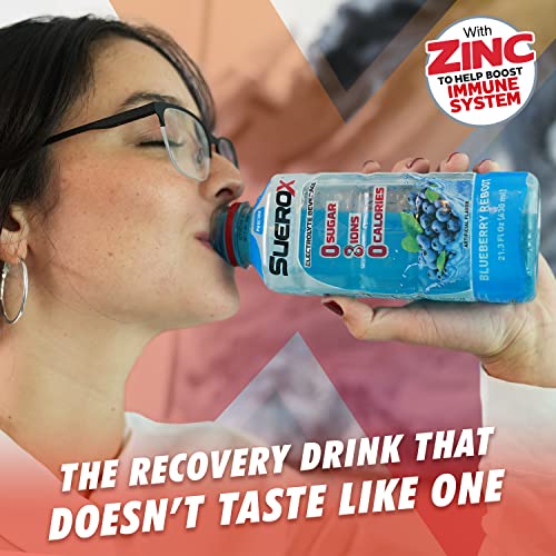 Suerox Zero Sugar Electrolyte Drink For Hydration And Recovery, Unique Blend Of Electrolytes & 8 Ions, Zero Calorie Sports Drink, 1- Liter, Berry Xl Pack, 8 Count #TOP5