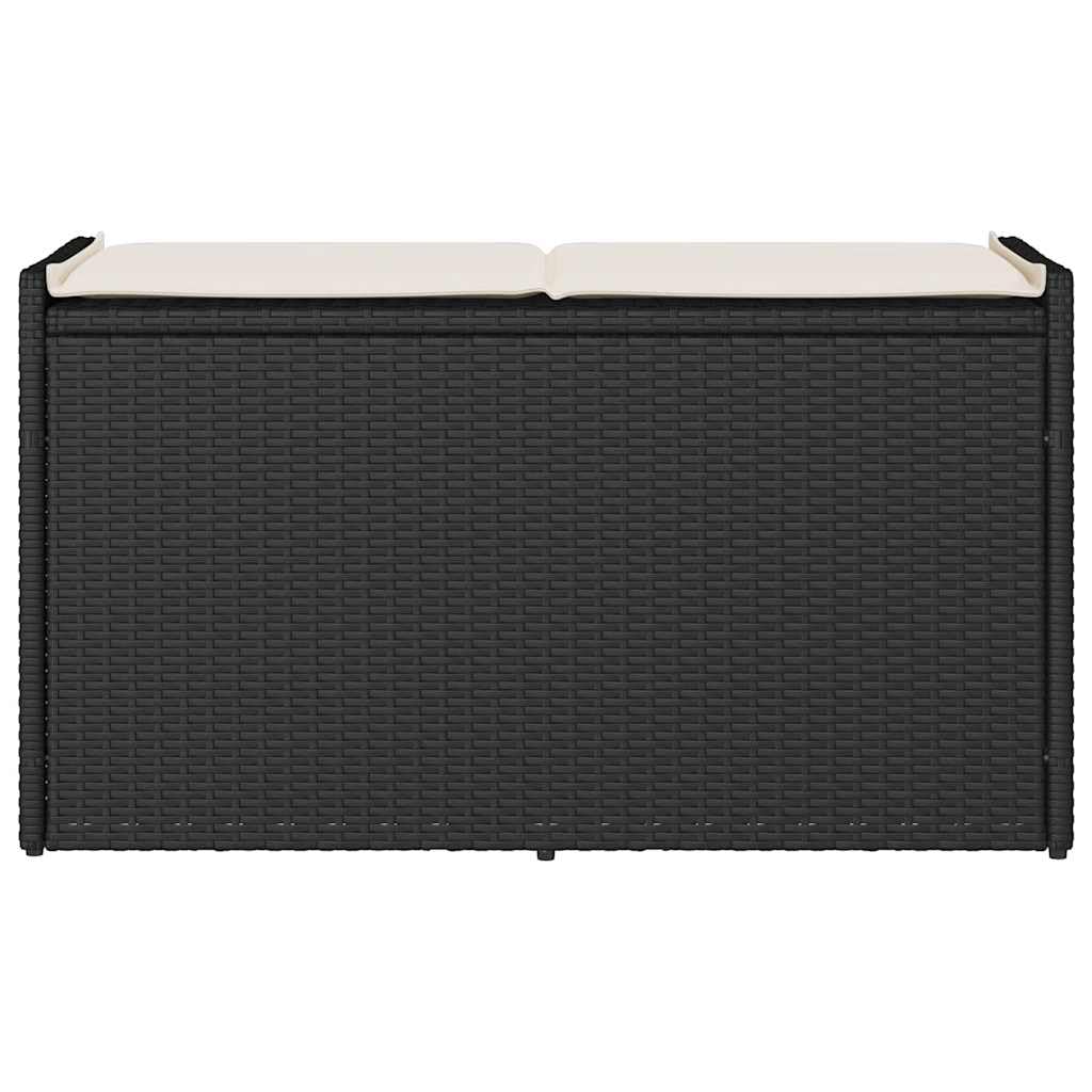 vidaXL Cassapanca da Esterno con Cuscino Nera 100 cm in Polyrattan, panca da giardino, panca da esterno, panca esterna con contenitore